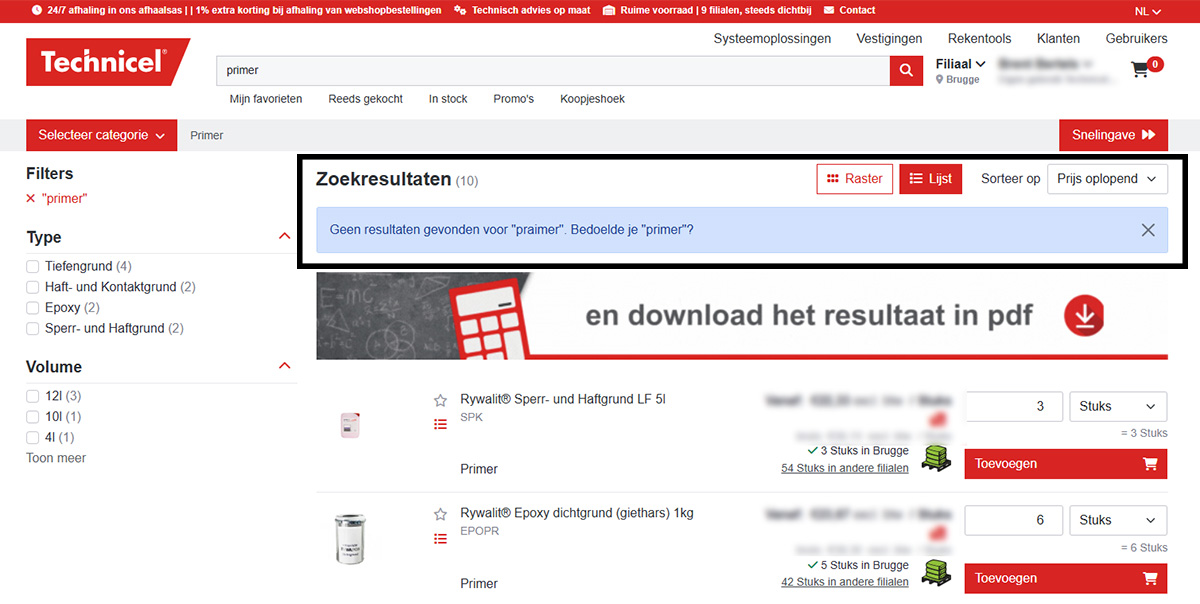AI-ondersteund zoeken in de Technicel webshop